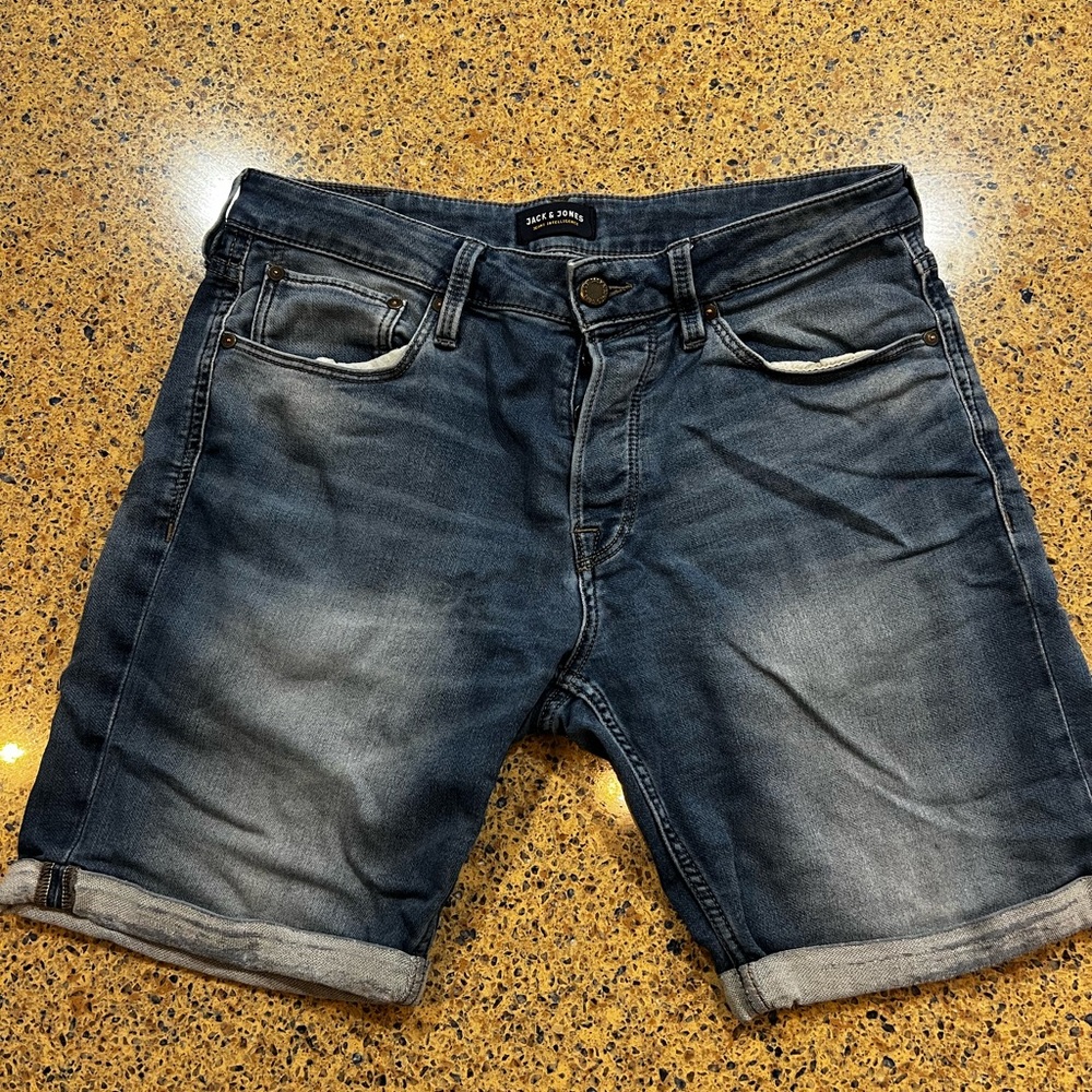 Jack and Jones Faded Blue Jean Shorts